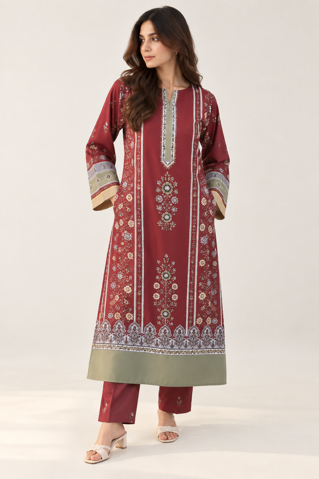 Maroon Heritage Printed Co-ord Set