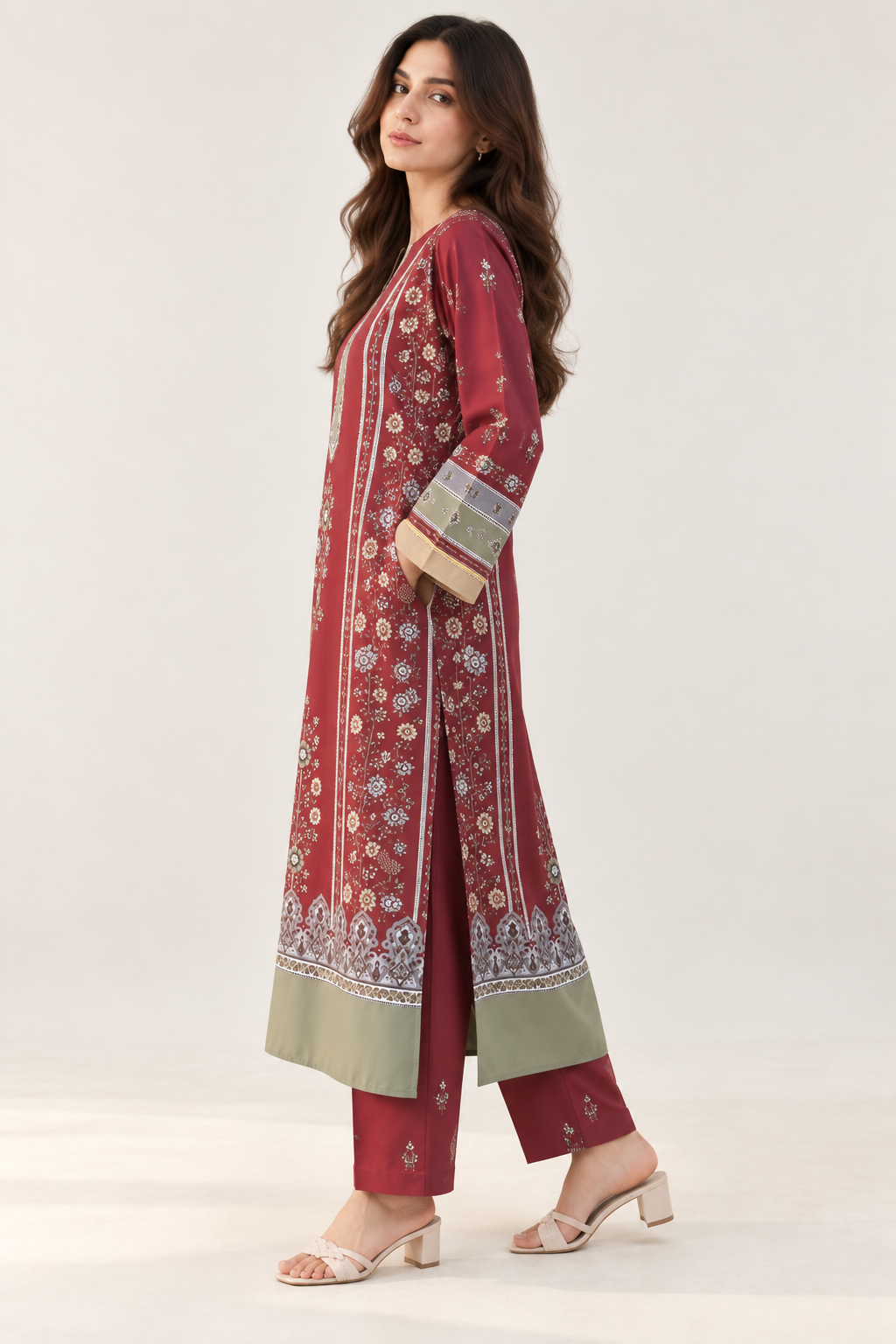 Maroon Heritage Printed Co-ord Set