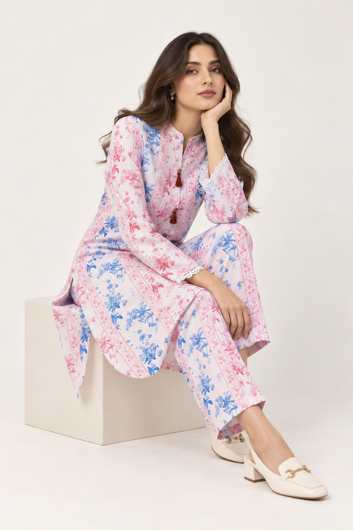 2 Piece Printed  Suit - 34