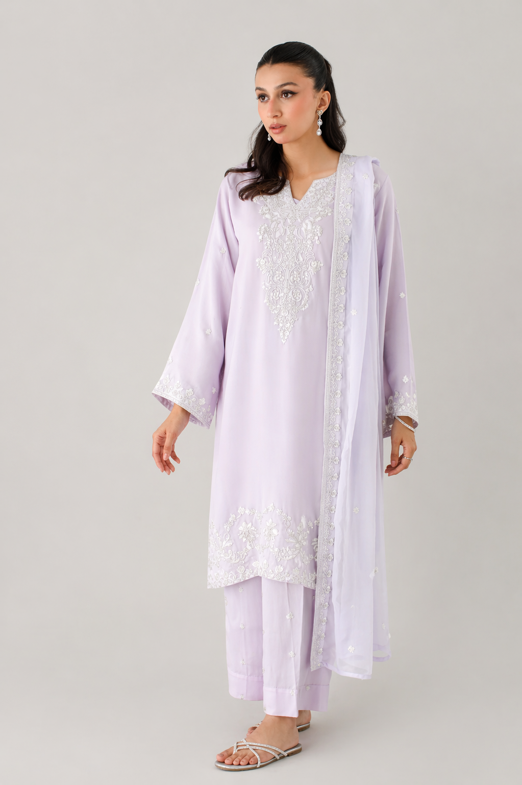 Lavender Embroidered 3-Piece Set
