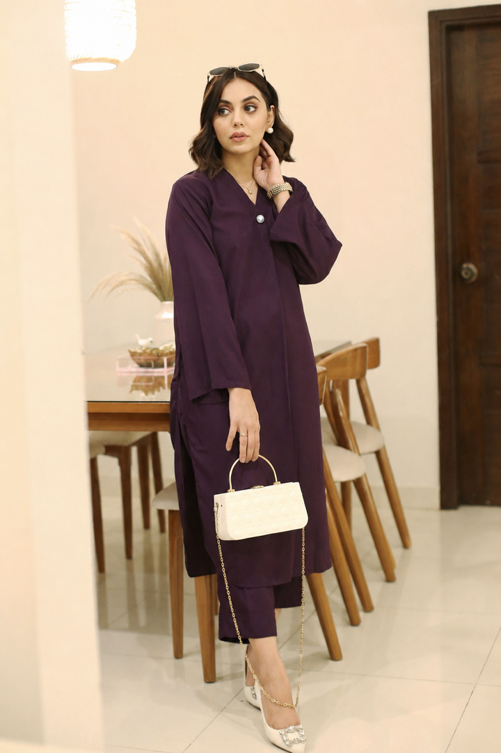 Purple crepe Suit - 03