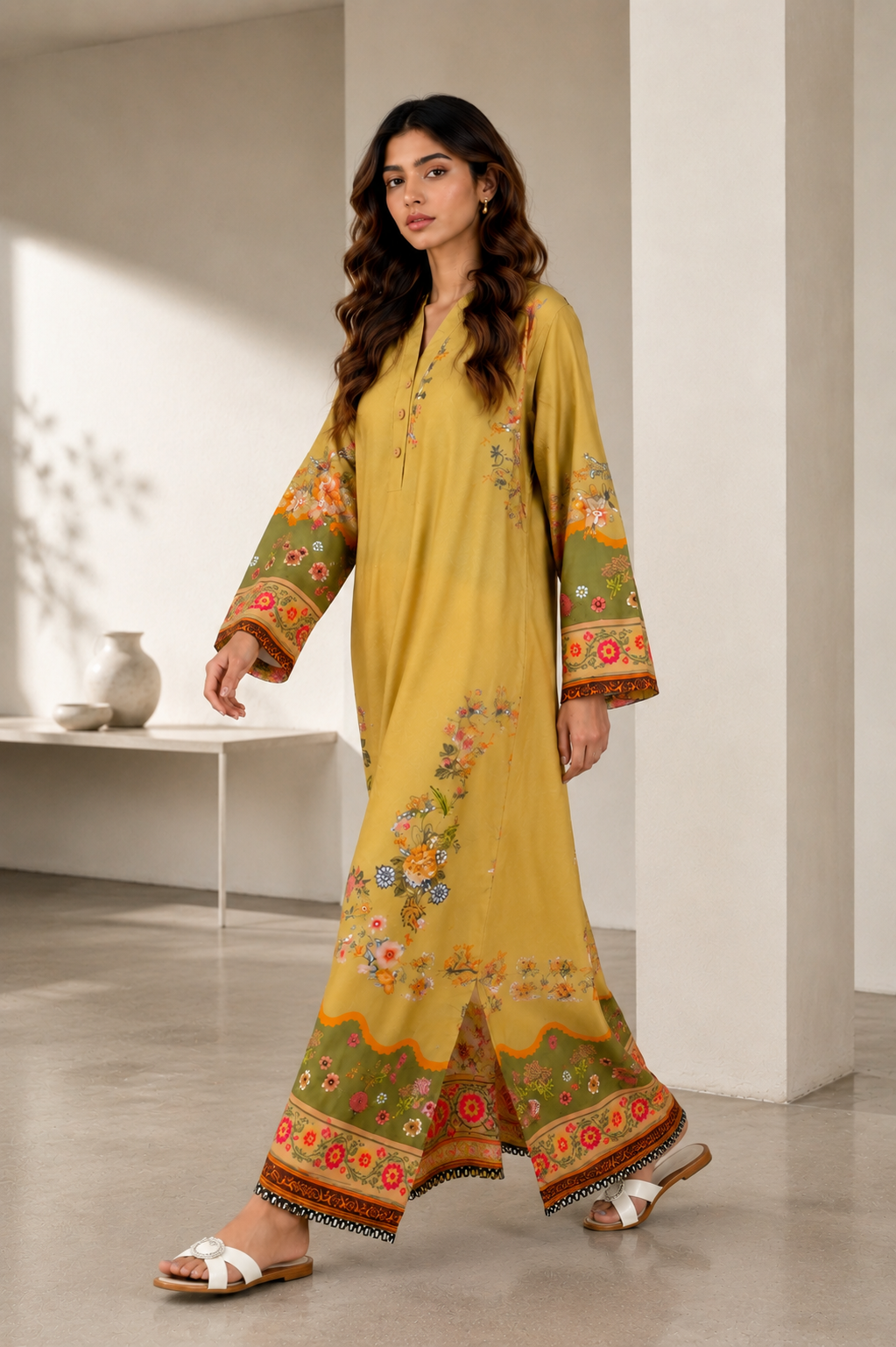 Mustard Bloom Kaftan