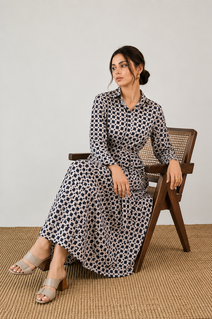 Monochrome Grid Dress
