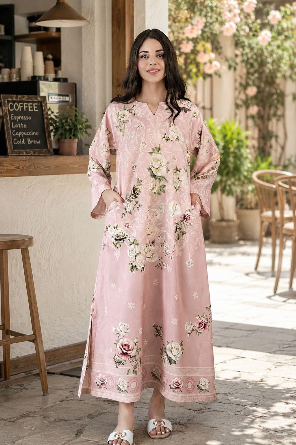 Floral Blush Kaftan - 01