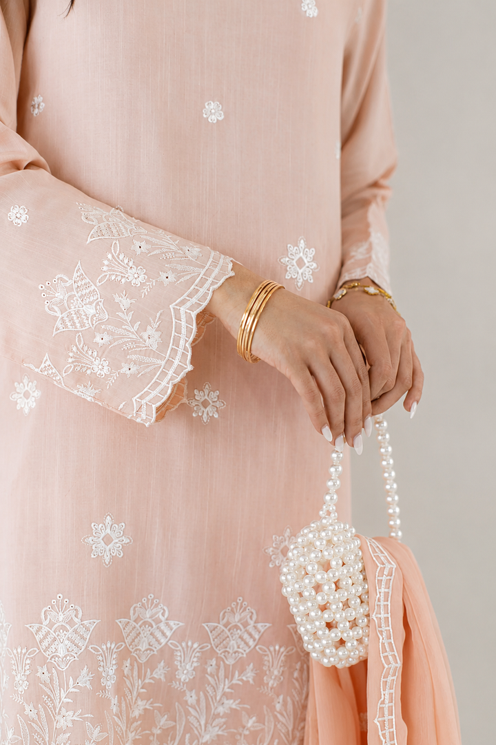 Peach Embroidered 3-Piece Set