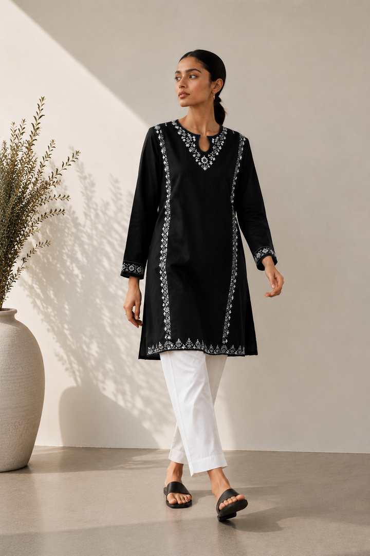 Black Embroidered  2 - Piece Set