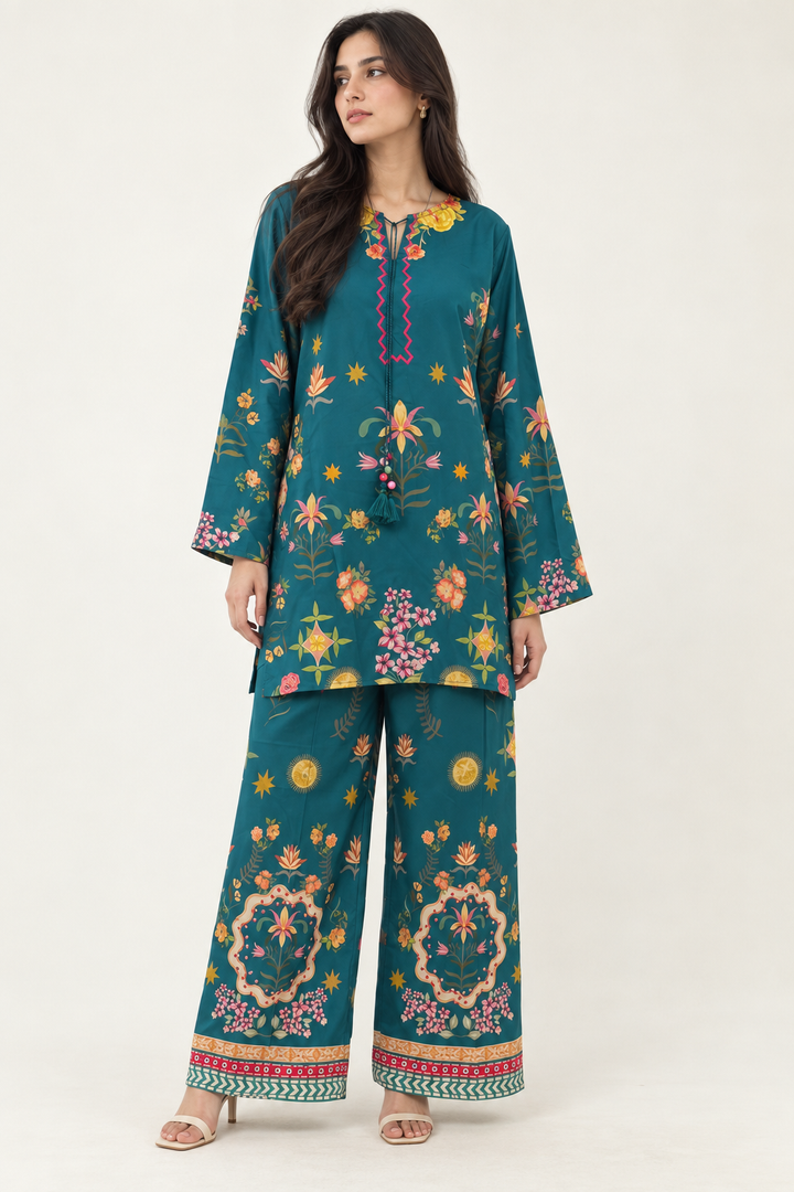 Emerald Teal Blossom Co Ord