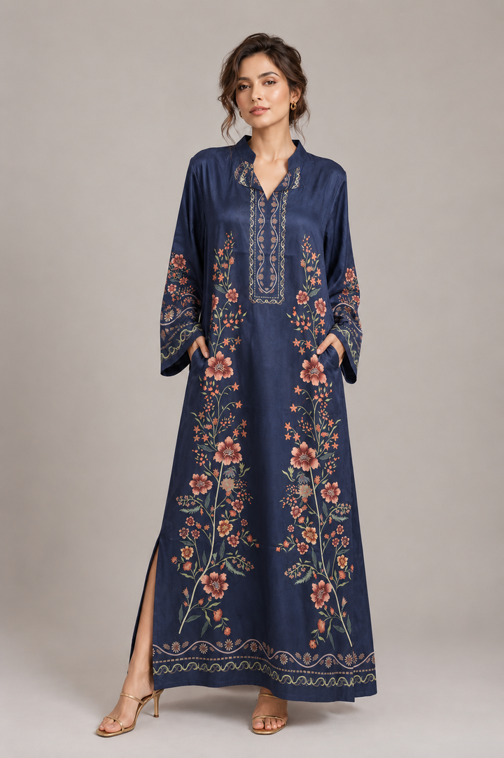 Navy Blue Bloom Kaftan