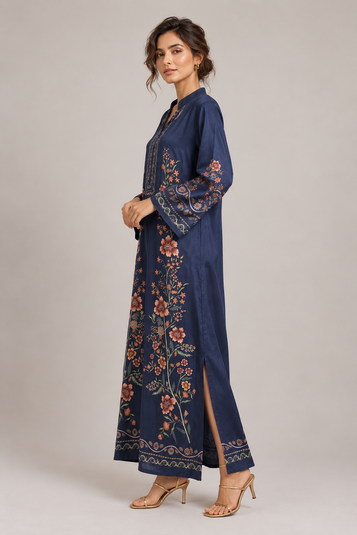 Navy Blue Bloom Kaftan
