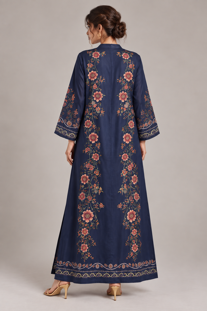 Navy Blue Bloom Kaftan