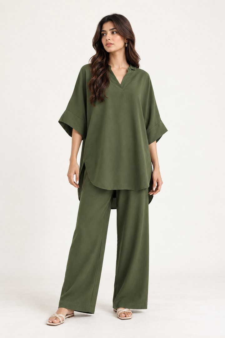 Dark Olive Co Ord Set