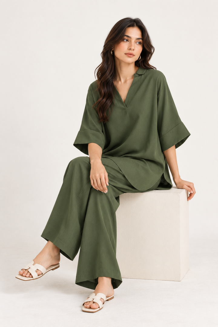 Dark Olive Co Ord Set