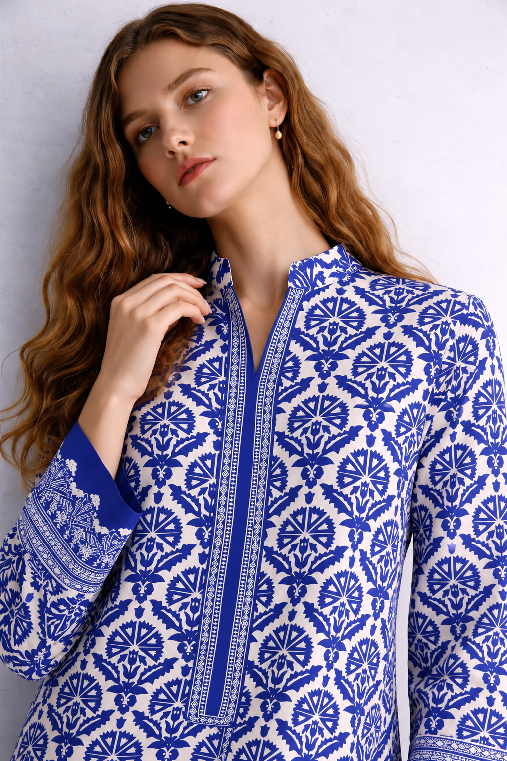 Ivory Blue Kaftan