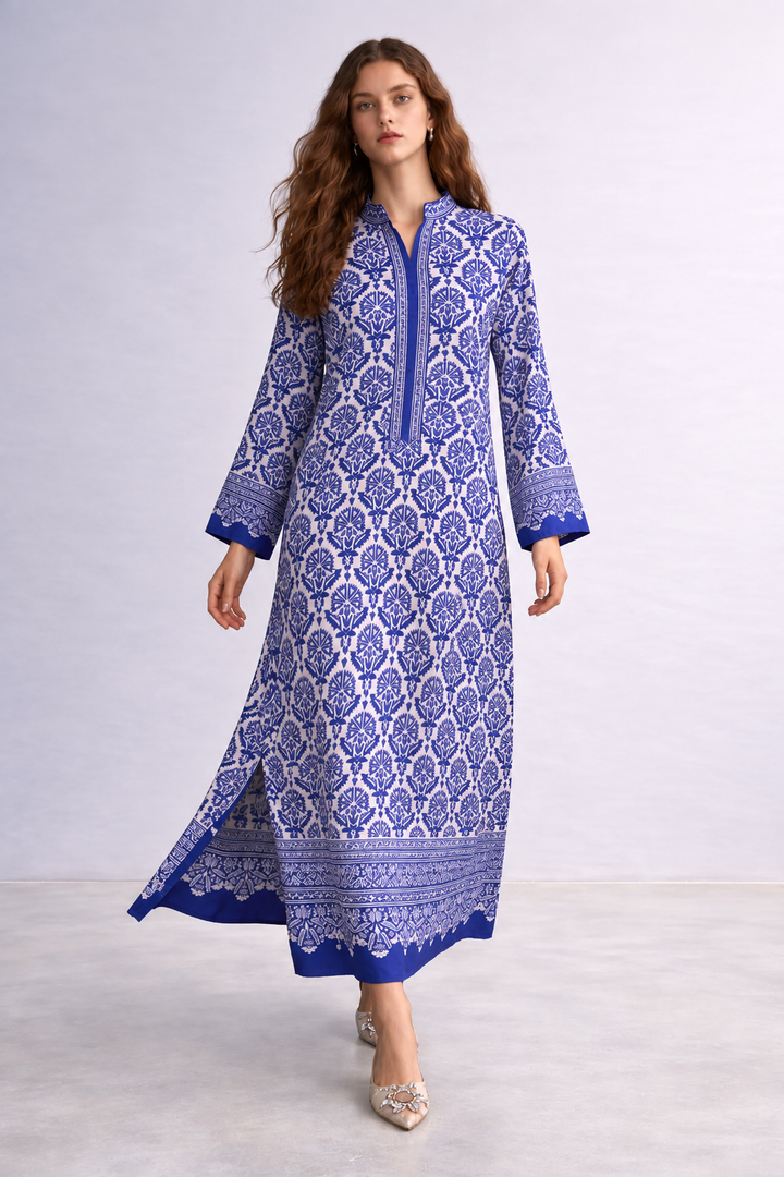 Ivory Blue Kaftan
