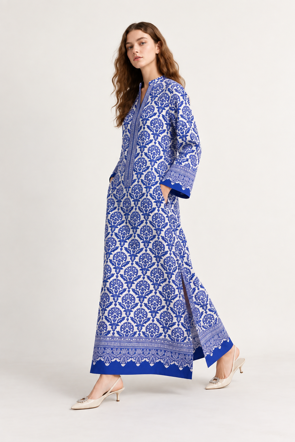Ivory Blue Kaftan