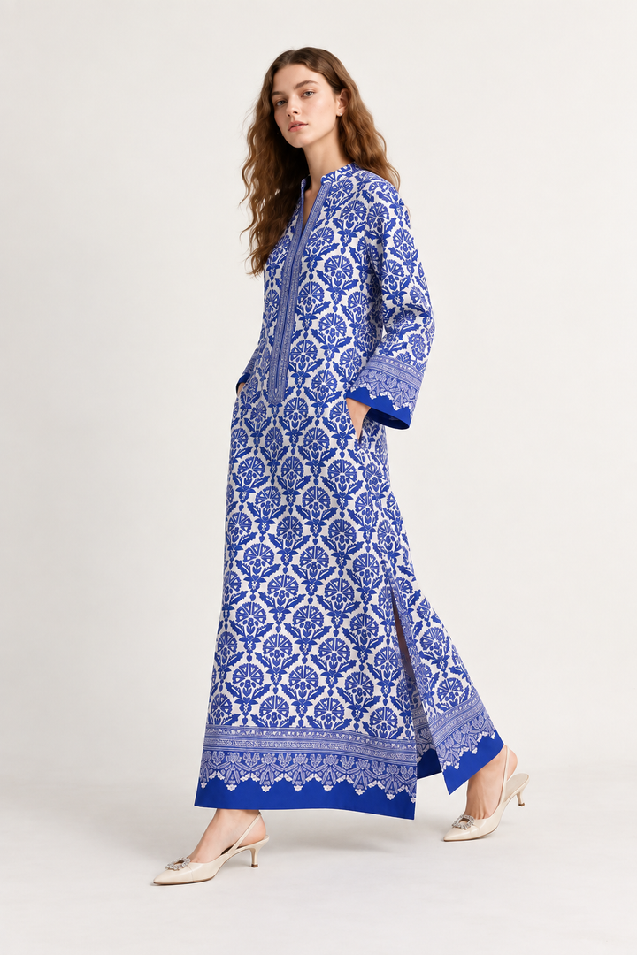 Ivory Blue Kaftan
