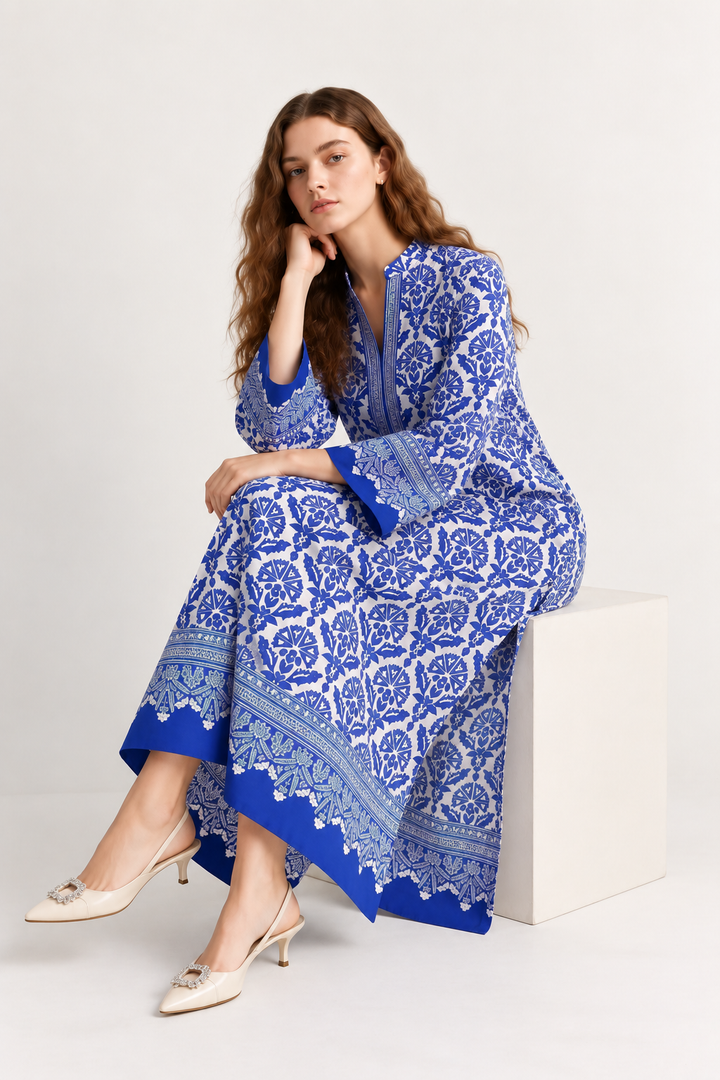 Ivory Blue Kaftan