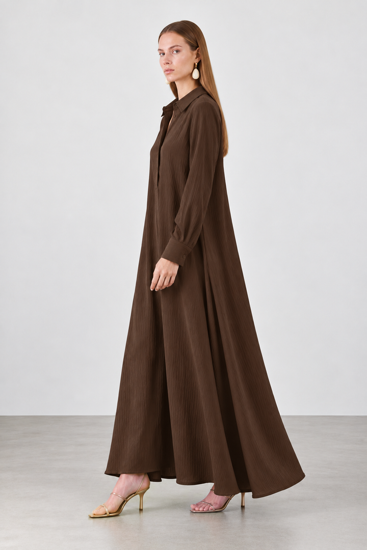 Textured Maxi Shirt Dress