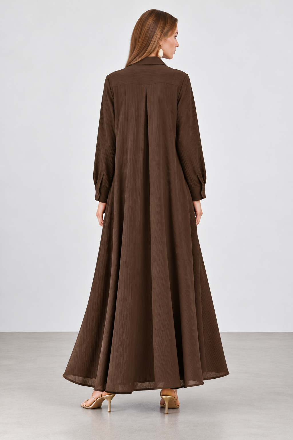 Textured Maxi Shirt Dress