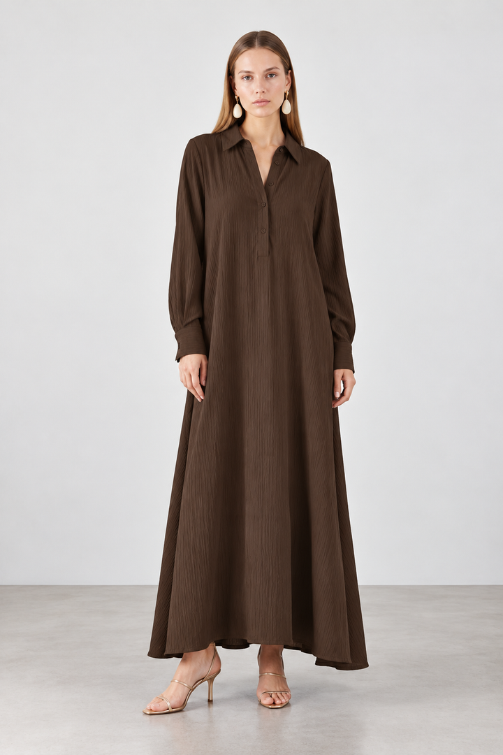 Textured Maxi Shirt Dress