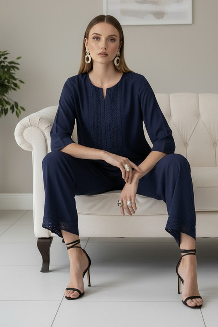 Navy Blue  Lace Co Ord Set