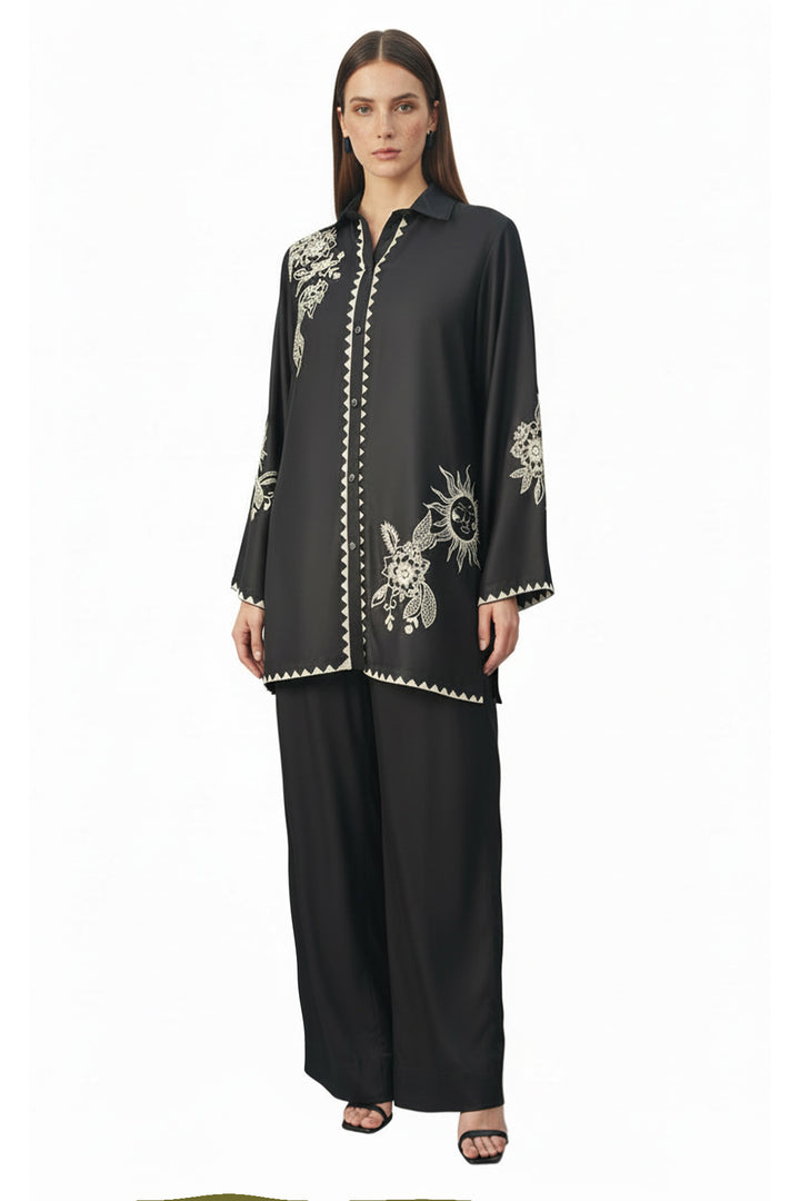 Black Embroidered Co Ord Set - 004