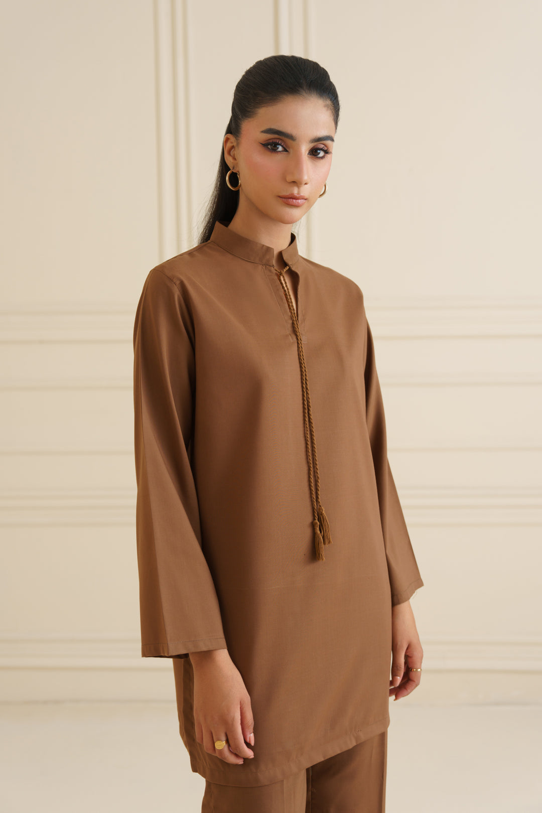 Pastel Brown Embroidered Co ord set - 020