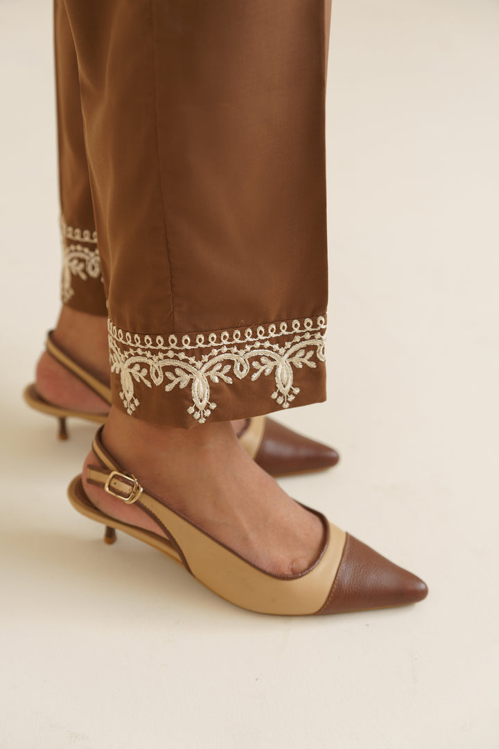 Pastel Brown Embroidered Co ord set - 020