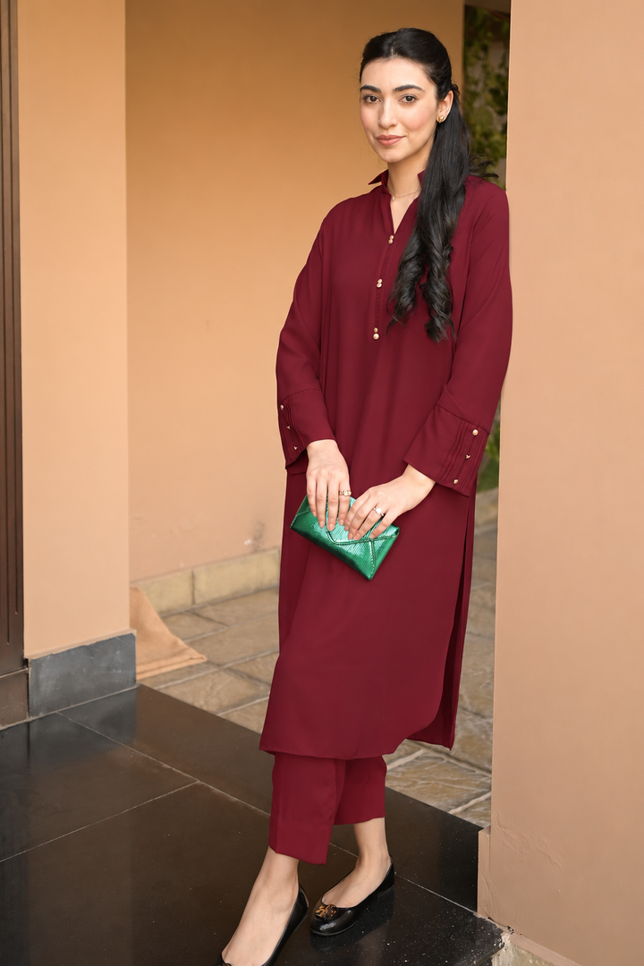 Maroon  Premium Collar Suit