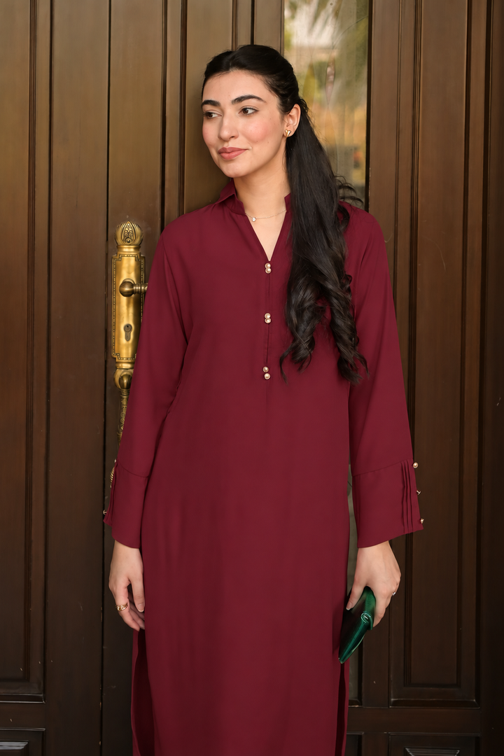 Maroon  Premium Collar Suit