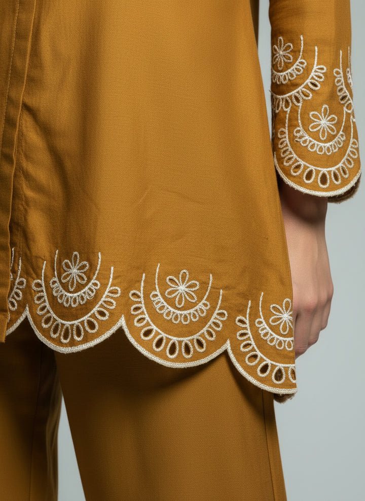 Caramel Schifli Co Ord Set