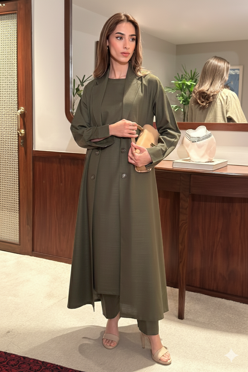 Olive Brown Layered Dress