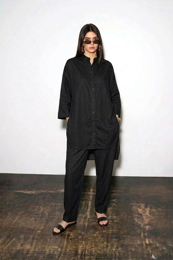 Black Aura High Low Co Ord Set