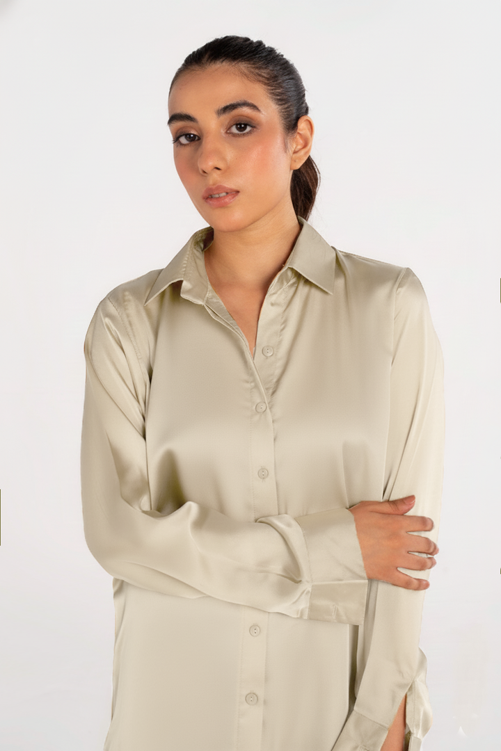 Pearl White Silk Shirt