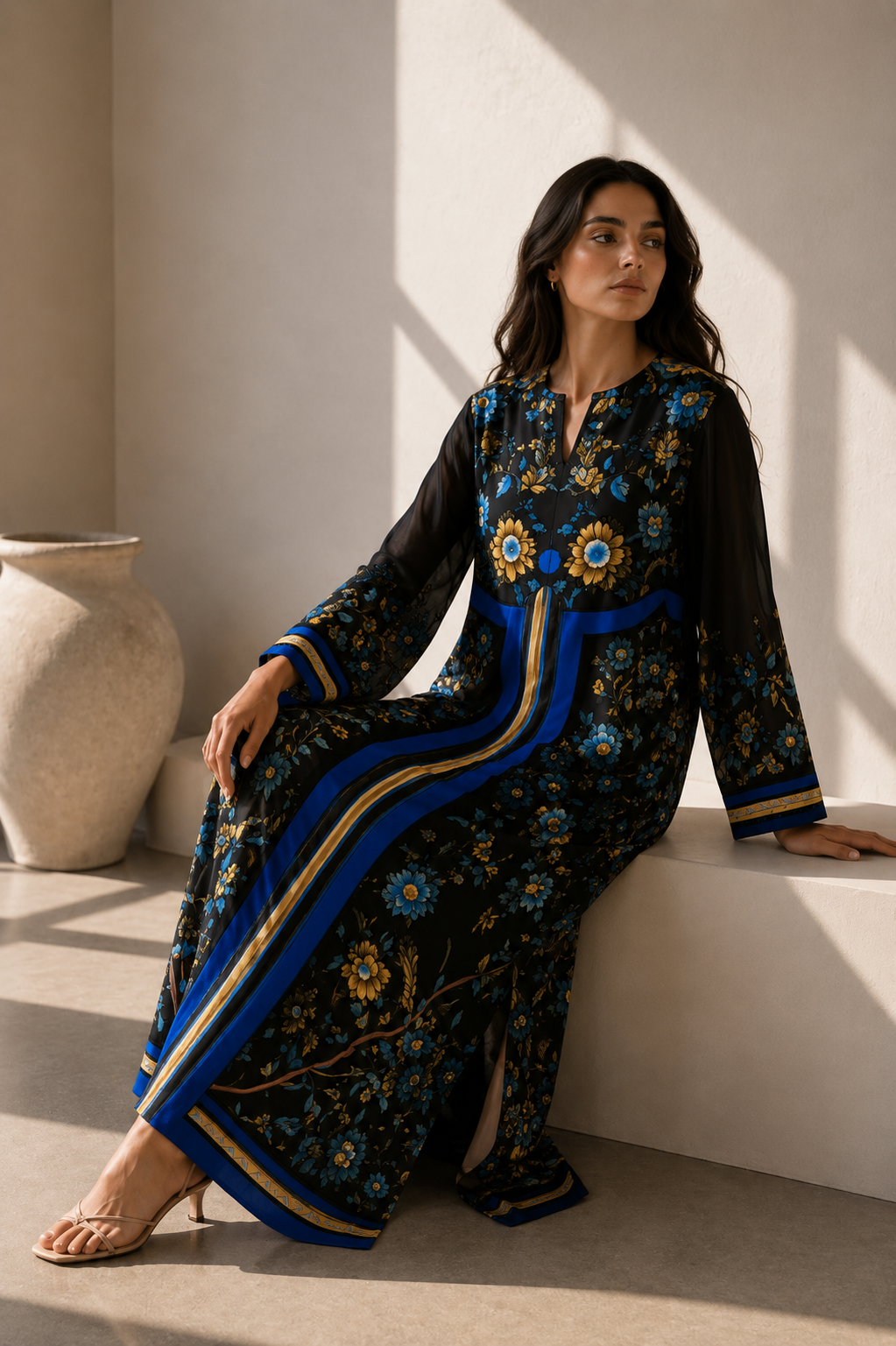 Black Bloom Kaftan
