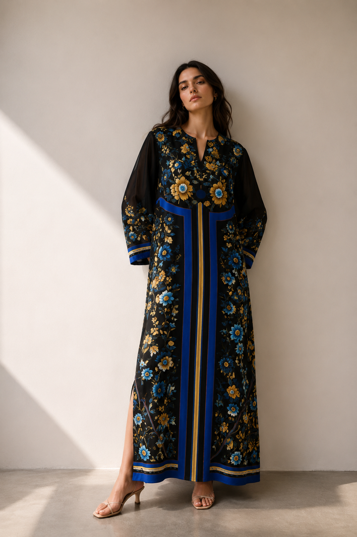 Black Bloom Kaftan