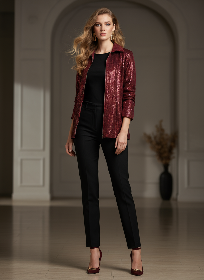 Maroon Sequin Jacket