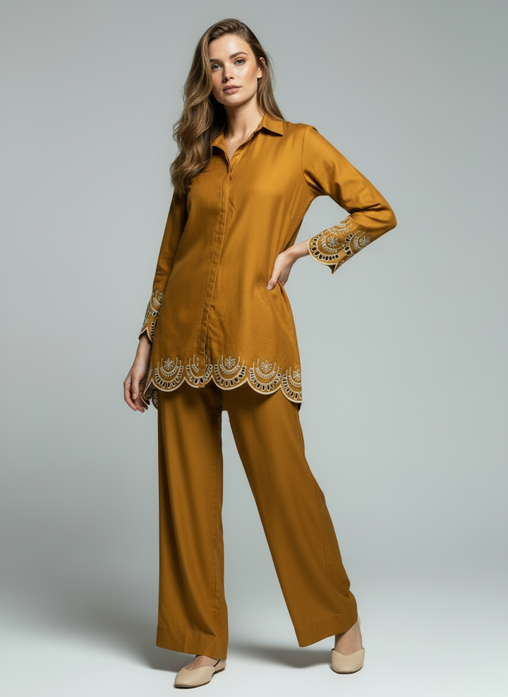 Caramel Schifli Co Ord Set