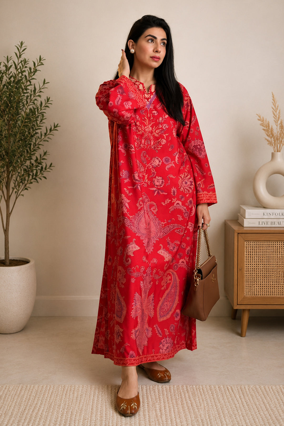 Scarlet Bloom Kaftan
