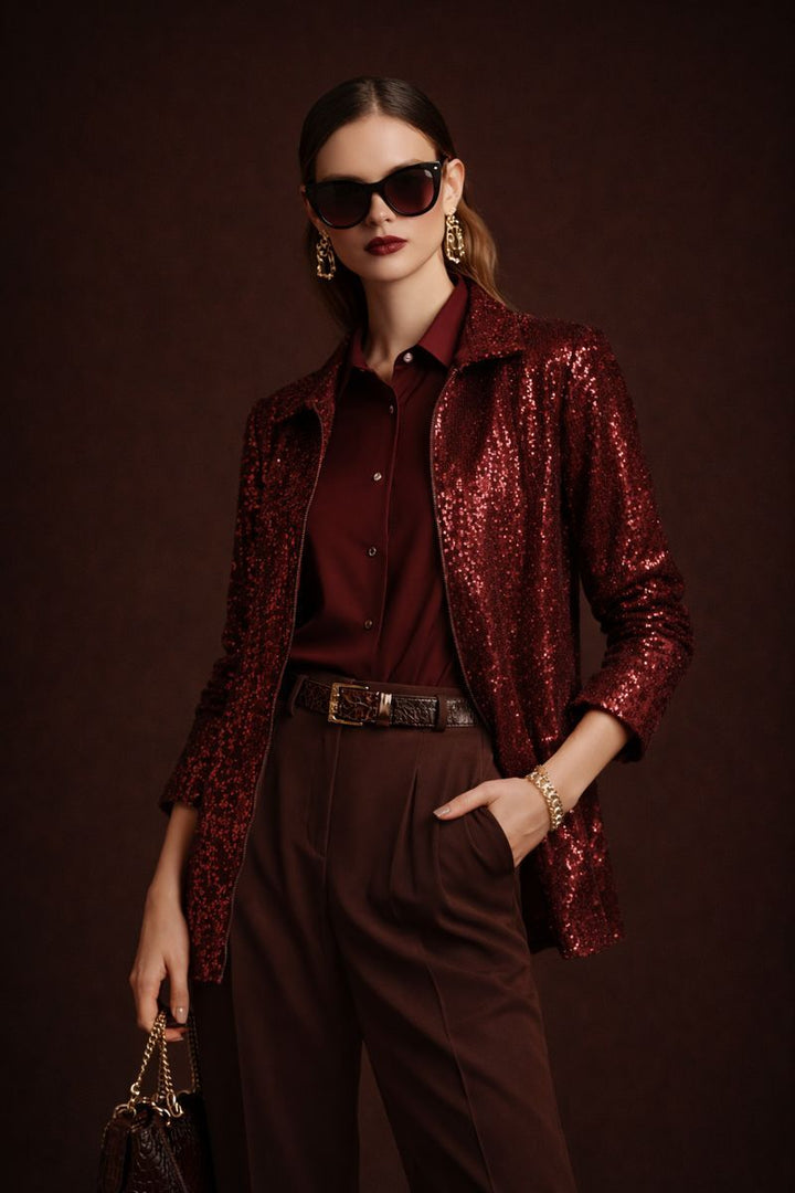 Maroon Sequin Jacket