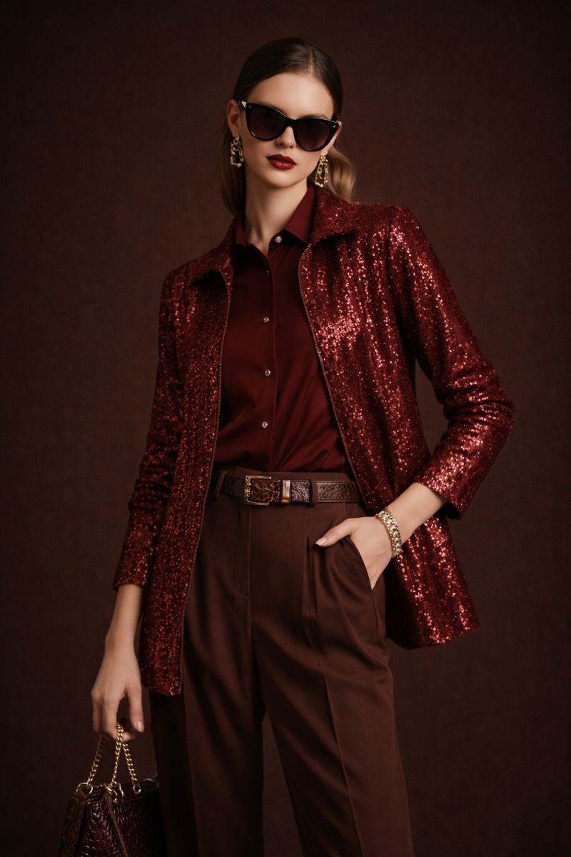 Maroon Sequin Jacket