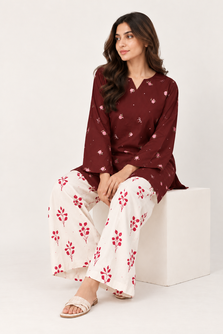 Crimson Blossom Co Ord Set