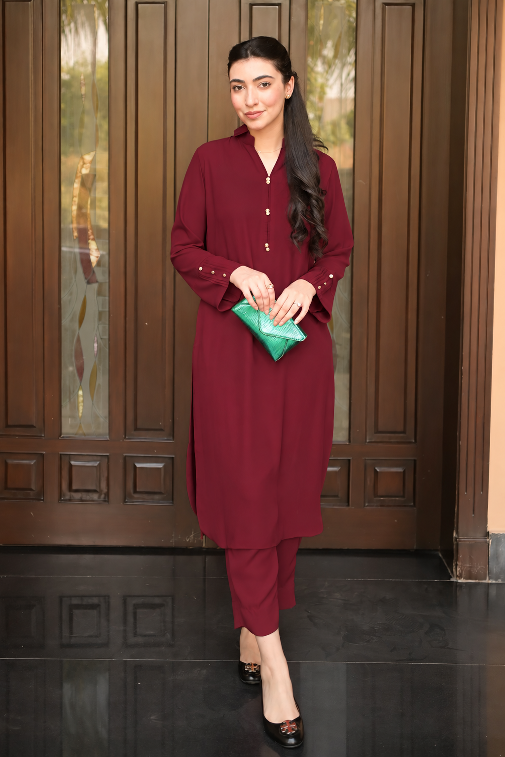 Maroon  Premium Collar Suit