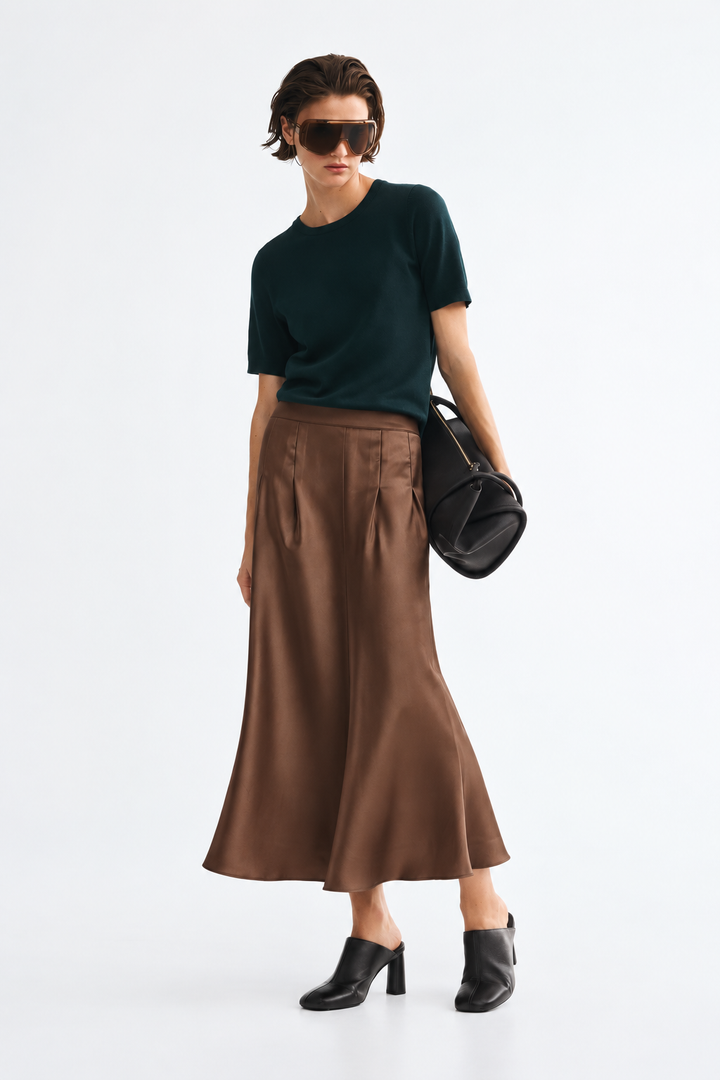 Cocoa Satin Skirt