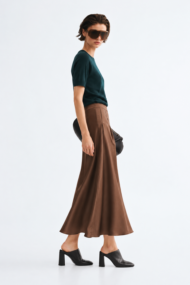 Cocoa Satin Skirt
