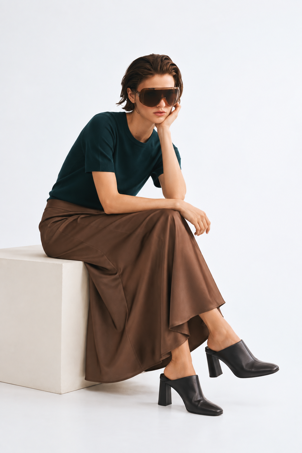 Cocoa Satin Skirt