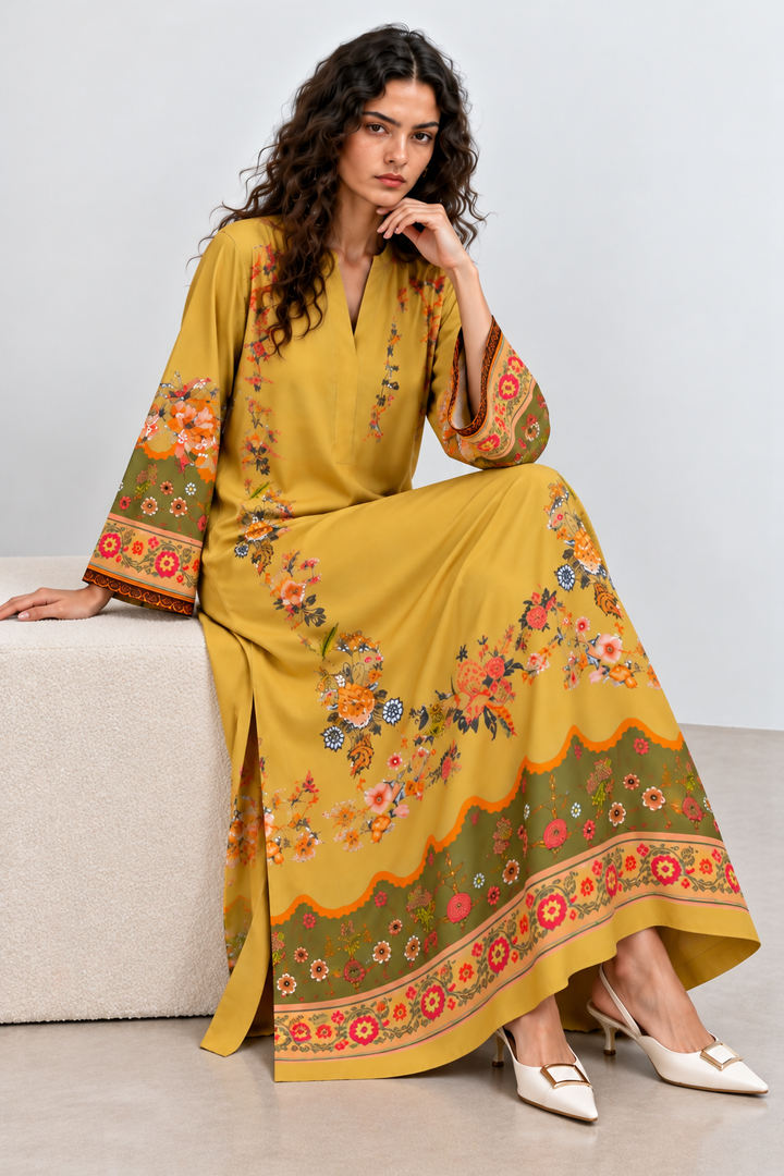 Mustard Bloom Kaftan
