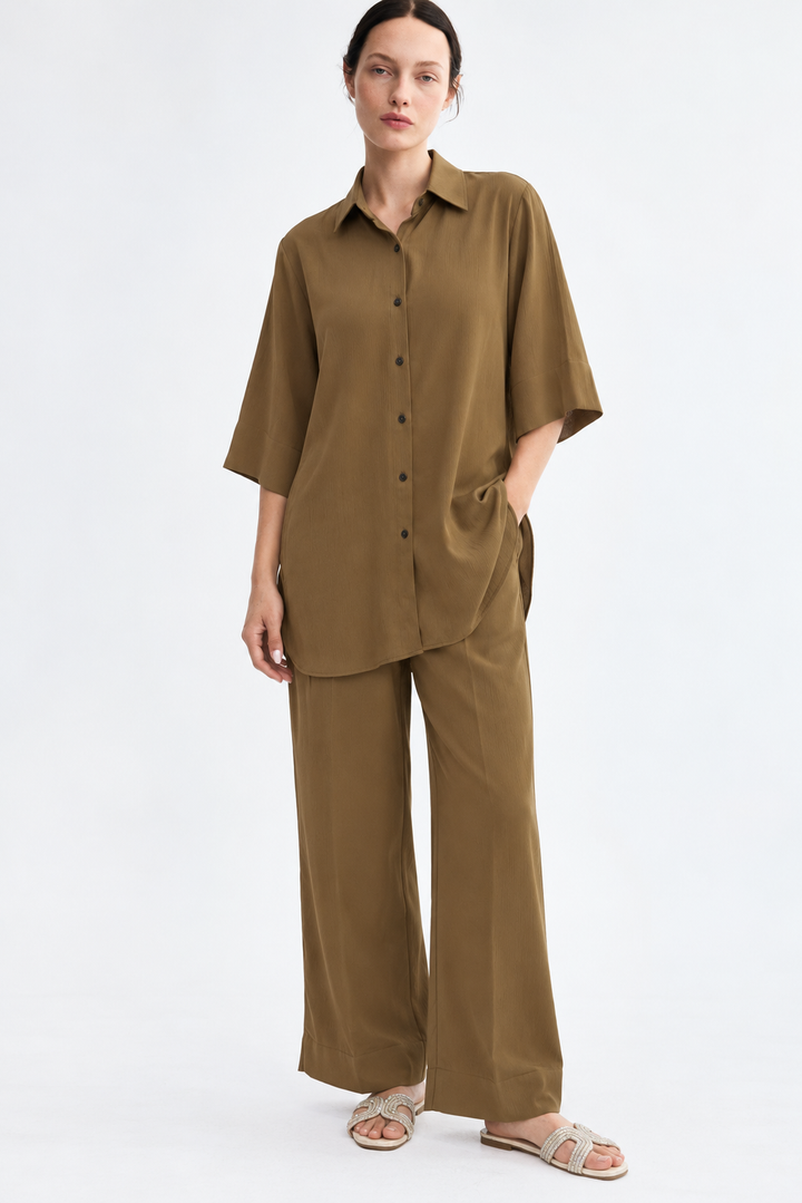 Wrinkled Olive Drift Co-ord Set