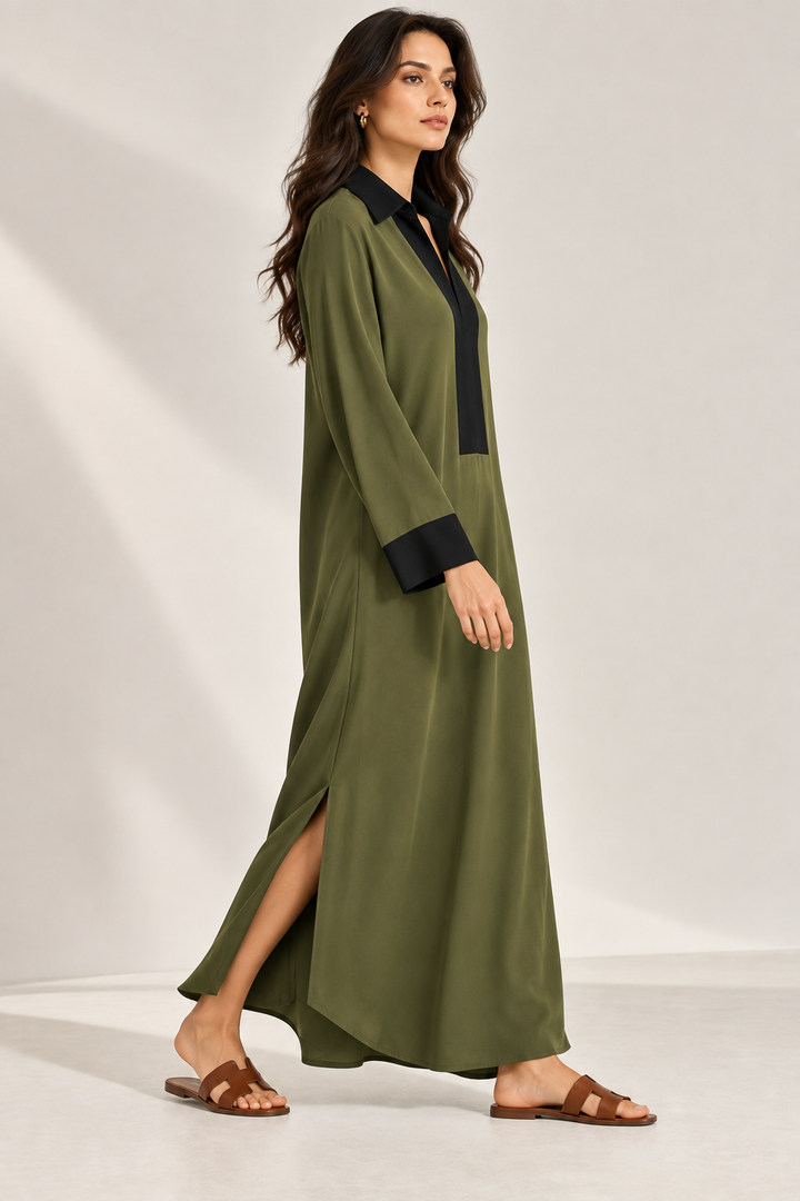 Olive Contrast Kaftan