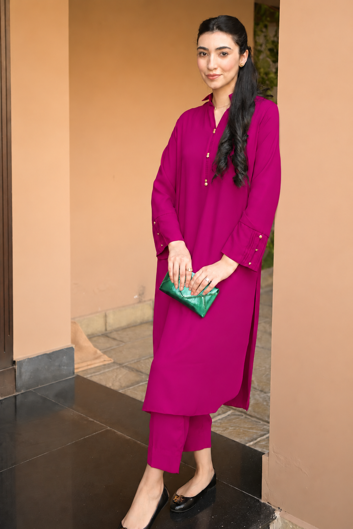 Pink Premium Collar Suit